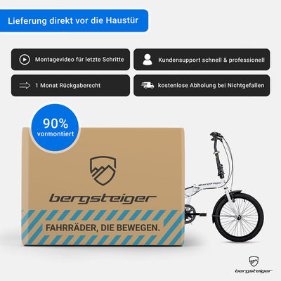 Bergsteiger Windsor 20 Zoll Faltrad, Klapprad, 6 Gang-Schaltung, LED Batterie-Licht, Quick-Fold-System, Klappfahrrad