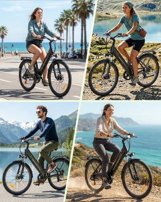 Finbike 26 Zoll E Bike für Erwachsene, 7-Gang Elektrofahrrad mit abnehmbarem 36V 13Ah Akku, 25 km/h und 70KM Reichweite, voll ausgestattet mit Ablagen, Autolampen und Stoßdämpfung
