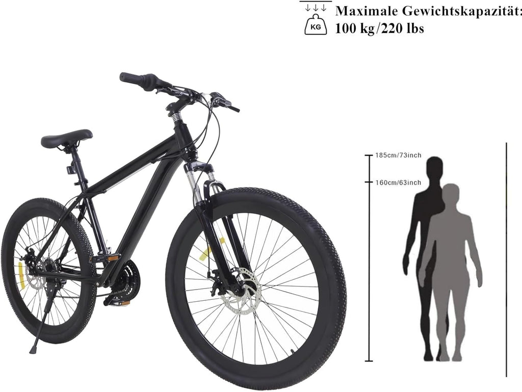 Chynalys Mountainbike 26 Zoll Premium Mountainbike 21 Gang Schaltung, Doppelscheibenbremse Fahrrad Herren Bike für alle Arten von Straßen, MTB Fahrrad für Mädchen Jungen Herren und Damen.