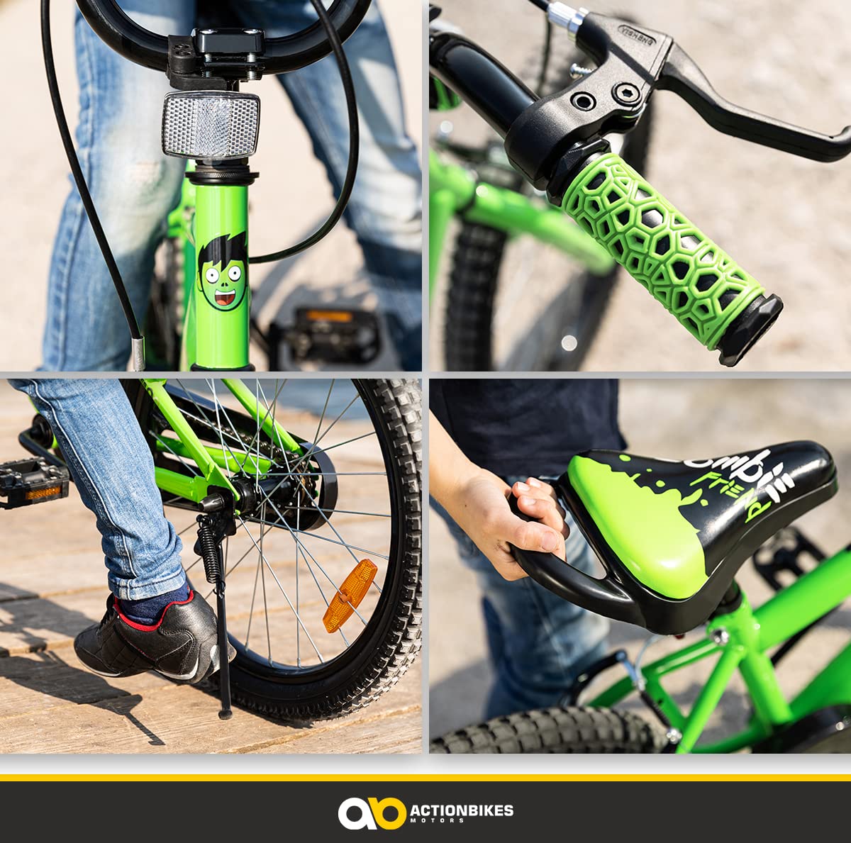 Actionbikes Kinderfahrrad Zombie 20 Zoll - Jungen & Mädchen - Ab 4-9 Jahren - V-Brake Bremse - Kettenschutz - Fahrräder - Kinder Fahrrad - Laufrad - BMX - Kinderrad (Zombie)