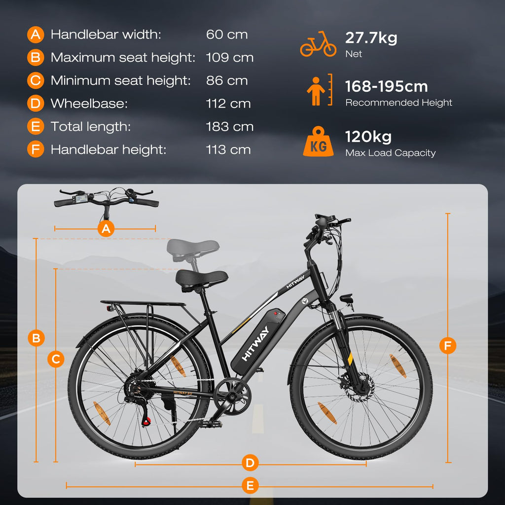 HITWAY 28" E Bike, Elektrofahrrad Trekkingrad E-Bike Herren Damen mit 36V 468Wh Akku,50-100km Reichweite, 250W Motor, E-Fahrrad mit 7-Gang-Getriebe, Pedelec Citybike EBike für Erwachsene