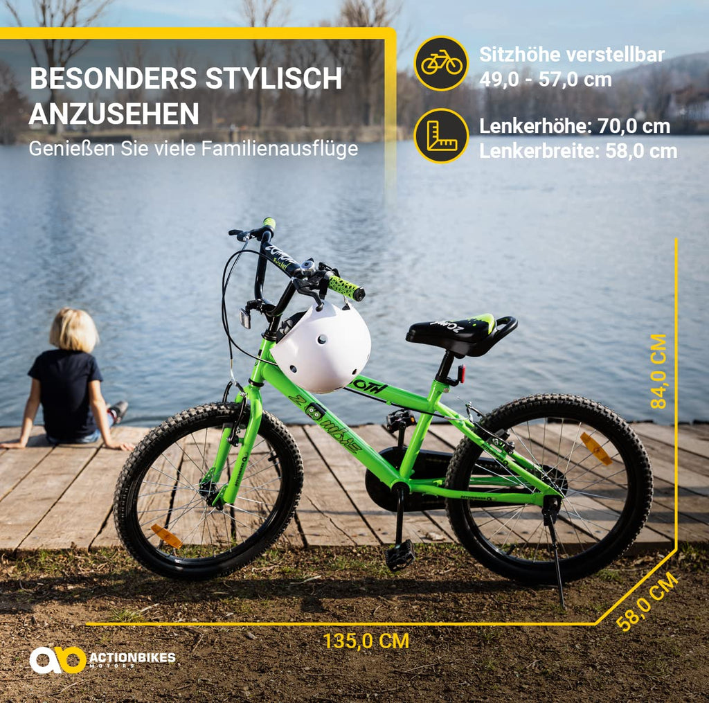 Actionbikes Kinderfahrrad Zombie 20 Zoll - Jungen & Mädchen - Ab 4-9 Jahren - V-Brake Bremse - Kettenschutz - Fahrräder - Kinder Fahrrad - Laufrad - BMX - Kinderrad (Zombie)