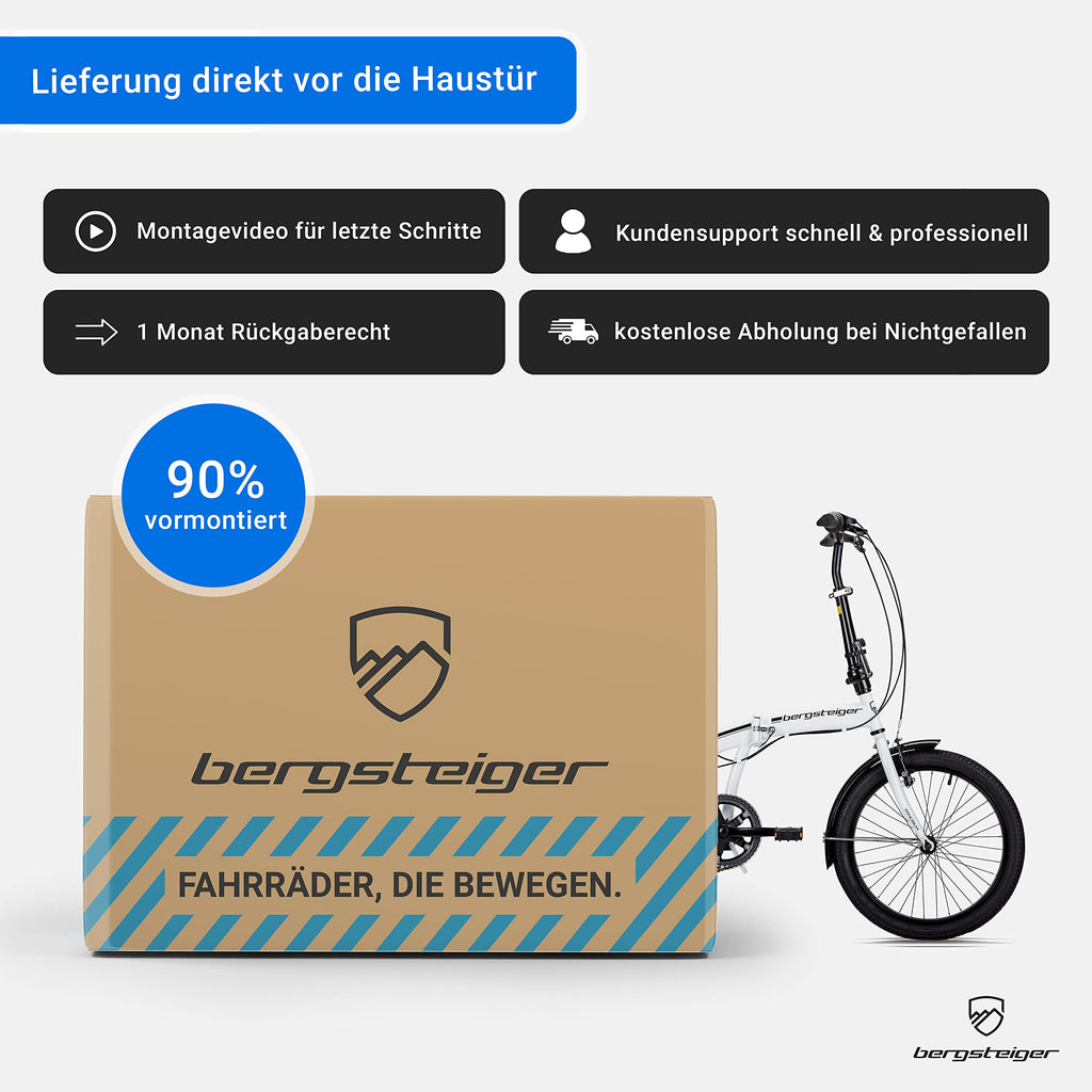 Bergsteiger Windsor 20 Zoll Faltrad, Klapprad, 6 Gang-Schaltung, LED Batterie-Licht, Quick-Fold-System, Klappfahrrad