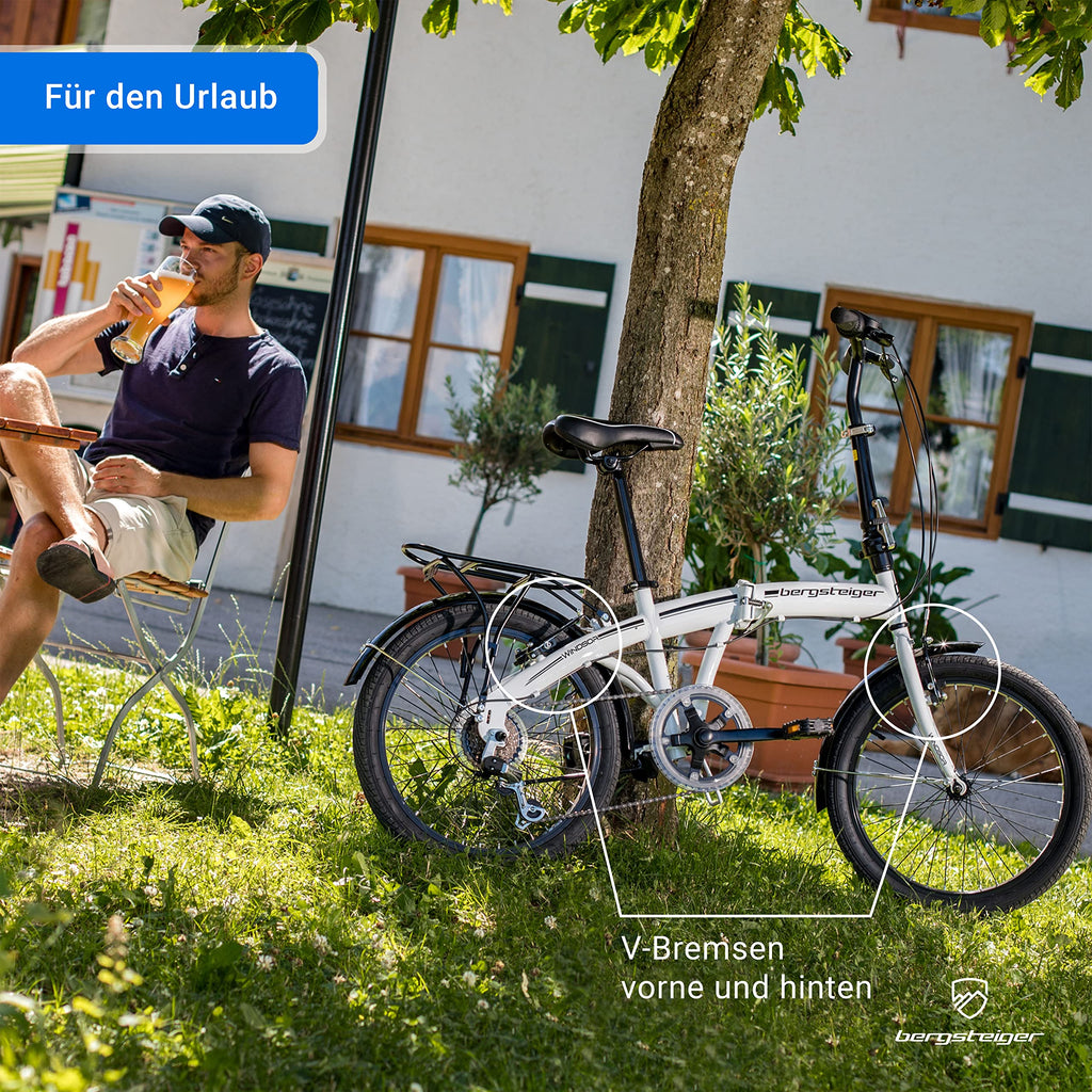 Bergsteiger Windsor 20 Zoll Faltrad, Klapprad, 6 Gang-Schaltung, LED Batterie-Licht, Quick-Fold-System, Klappfahrrad